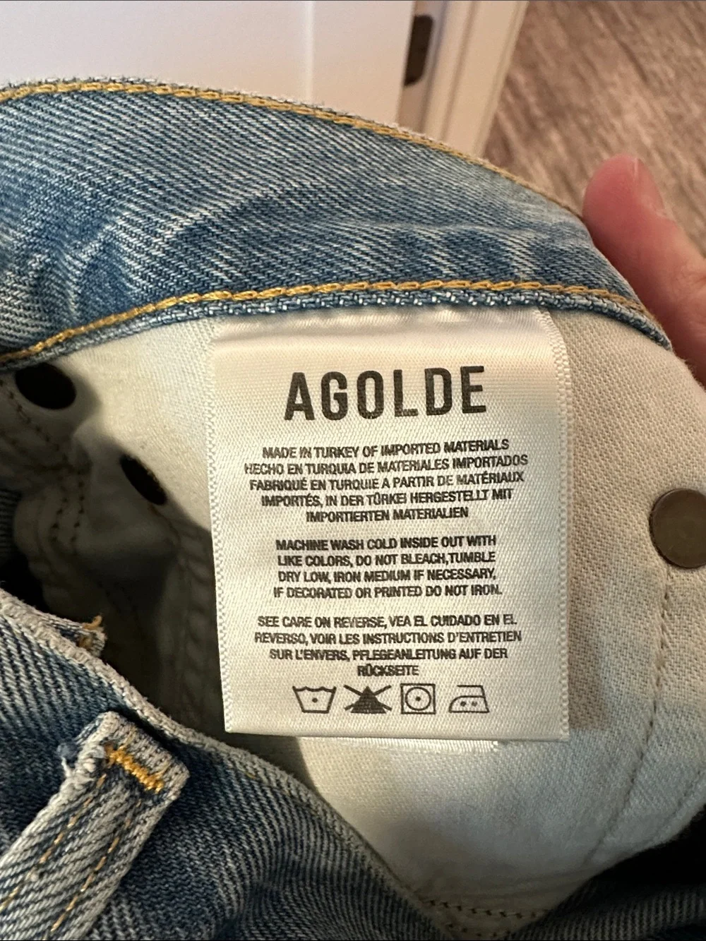 LIKE NEW Agolde Parker Long Light Wash Denim Shorts